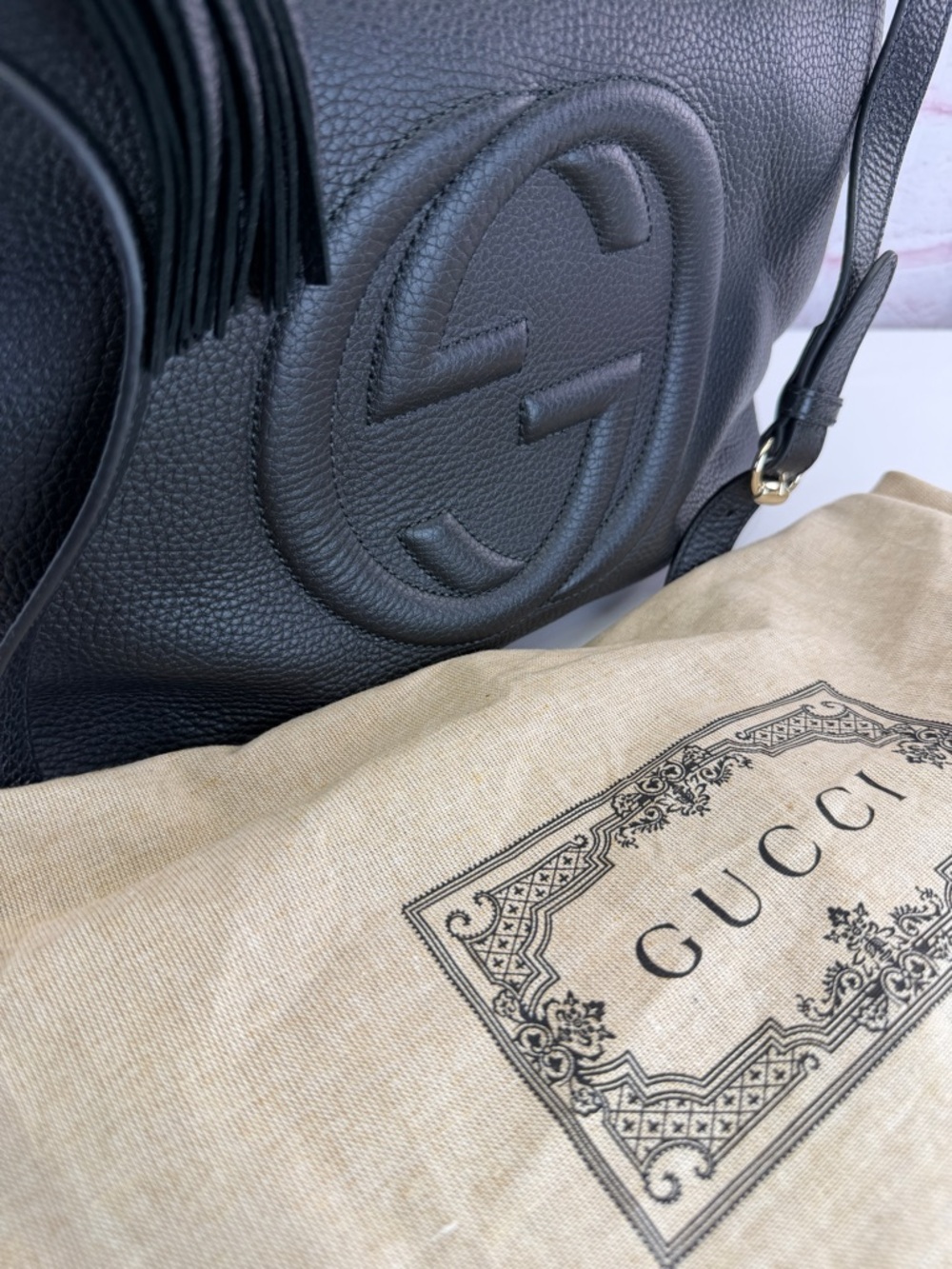 Gucci Pebbled Calfskin Large Soho Hobo Black - Picture 15 of 16